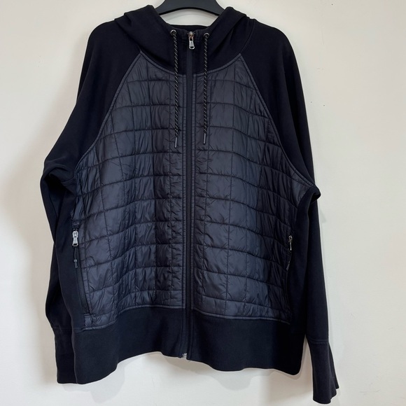 OLD NAVY BLACK Zip Up Long Sleeve Soft Slouchy Dynamic Fleece Hybrid Hoodie XXL - Picture 3 of 16